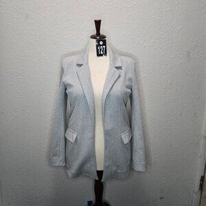 Women's Jacket, Light Gray Tweed Polyester Blend, Heavy Weight, Size Medium